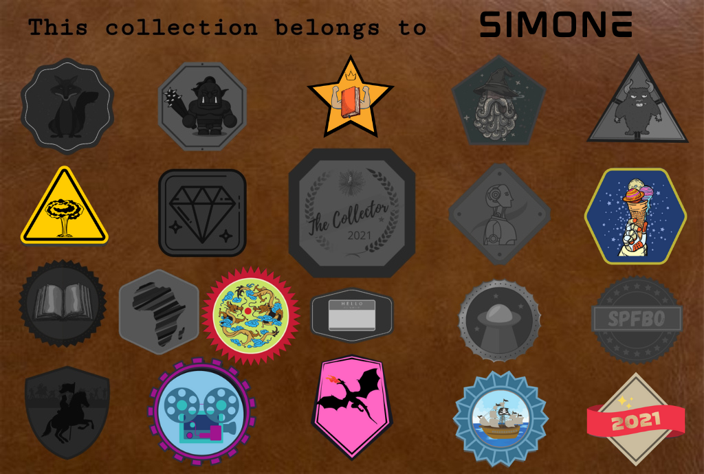 SFF Badge collection showing seven collected badges